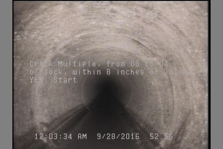 Crack Multiple, from 08 to 04 o'clock, within 8 inches of joint: YES, Start