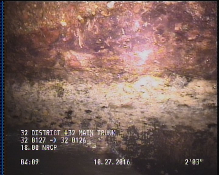 Deposits Attached Grease, 5 %of cross sectional area, from 03 to 09 o'clock, , within 8 inches of joint: YES, Start