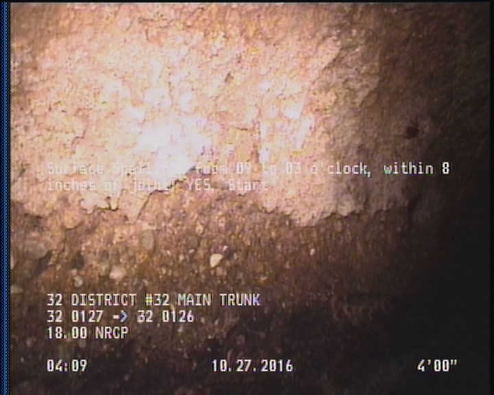 Surface Spalling, from 09 to 03 o'clock, within 8 inches of joint: YES, Start