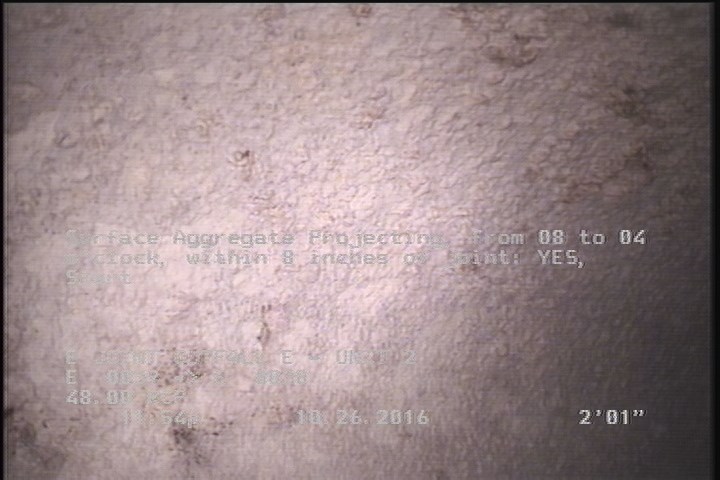 Surface Aggregate Projecting, from 08 to 04 o'clock, within 8 inches of joint: YES, Start