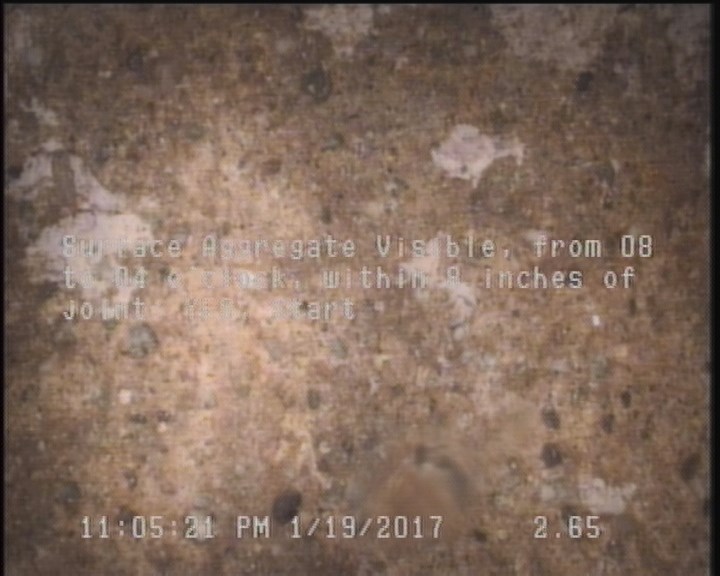 Surface Aggregate Visible, from 08 to 04 o'clock, within 8 inches of joint: YES, Start