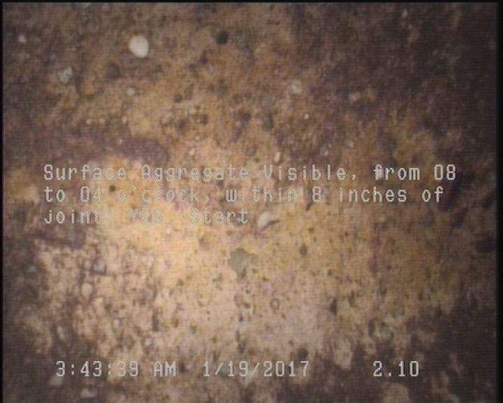 Surface Aggregate Visible, from 08 to 04 o'clock, within 8 inches of joint: YES, Start