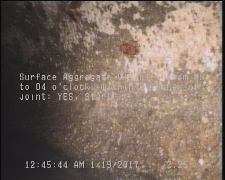 Surface Aggregate Visible, from 08 to 04 o'clock, within 8 inches of joint: YES, Start