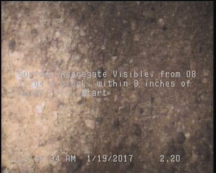Surface Aggregate Visible, from 08 to 04 o'clock, within 8 inches of joint: YES, Start