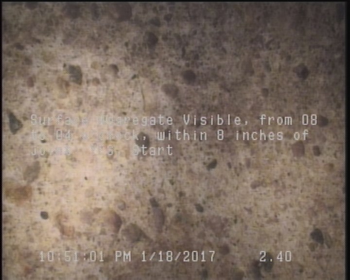 Surface Aggregate Visible, from 08 to 04 o'clock, within 8 inches of joint: YES, Start