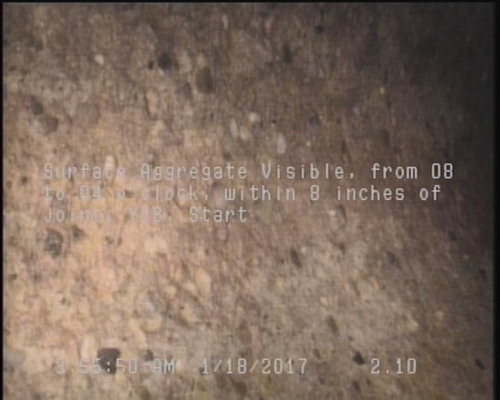 Surface Aggregate Visible, from 08 to 04 o'clock, within 8 inches of joint: YES, Start