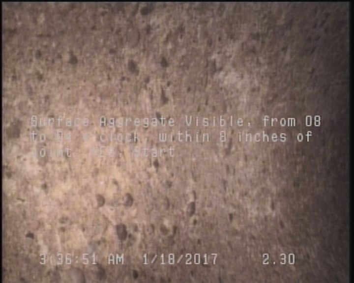 Surface Aggregate Visible, from 08 to 04 o'clock, within 8 inches of joint: YES, Start