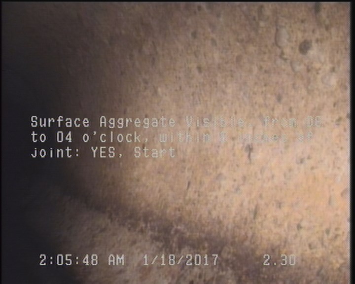 Surface Aggregate Visible, from 08 to 04 o'clock, within 8 inches of joint: YES, Start