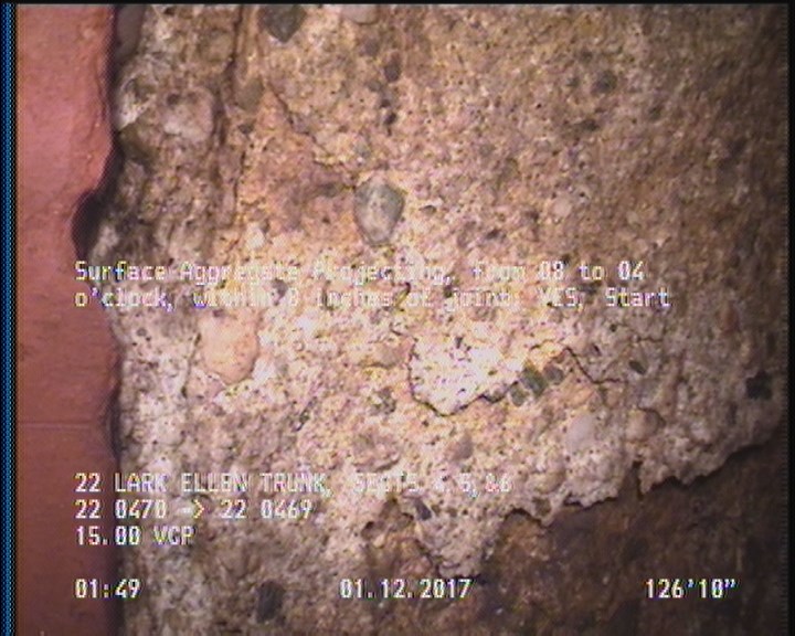 Surface Aggregate Projecting, from 08 to 04 o'clock, within 8 inches of joint: YES, Start