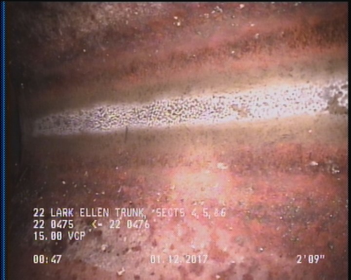 Deposits Attached Grease, 5 %of cross sectional area, from 05 to 07 o'clock, , within 8 inches of joint: YES, Start
