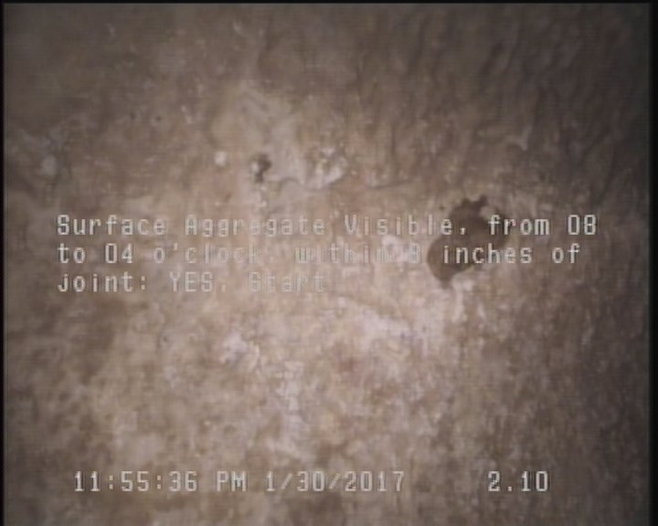 Surface Aggregate Visible, from 08 to 04 o'clock, within 8 inches of joint: YES, Start