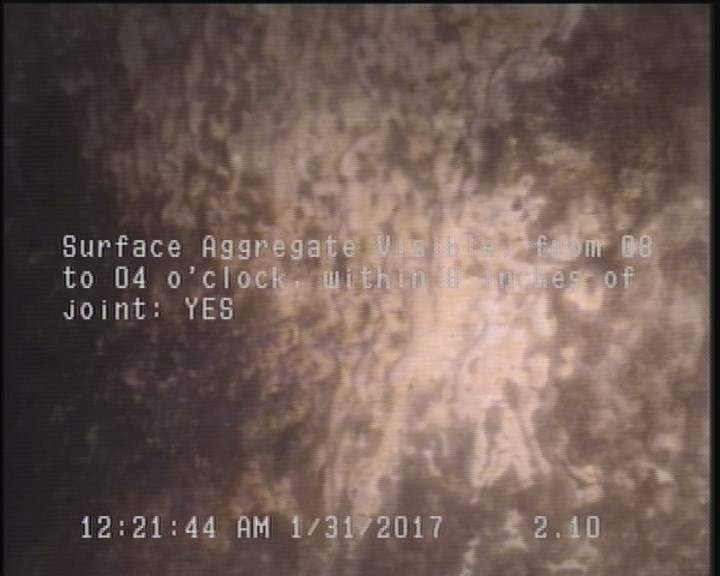 Surface Aggregate Visible, from 08 to 04 o'clock, within 8 inches of joint: YES