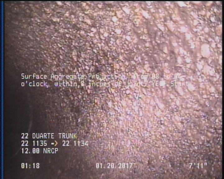 Surface Aggregate Projecting, from 08 to 04 o'clock, within 8 inches of joint: YES, Start