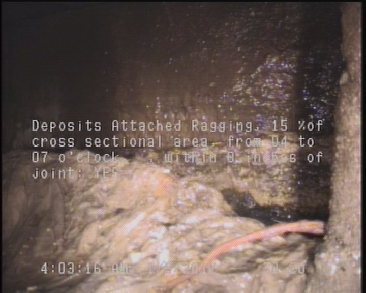 Deposits Attached Ragging, 15 %of cross sectional area, from 04 to 07 o'clock, , within 8 inches of joint: YES