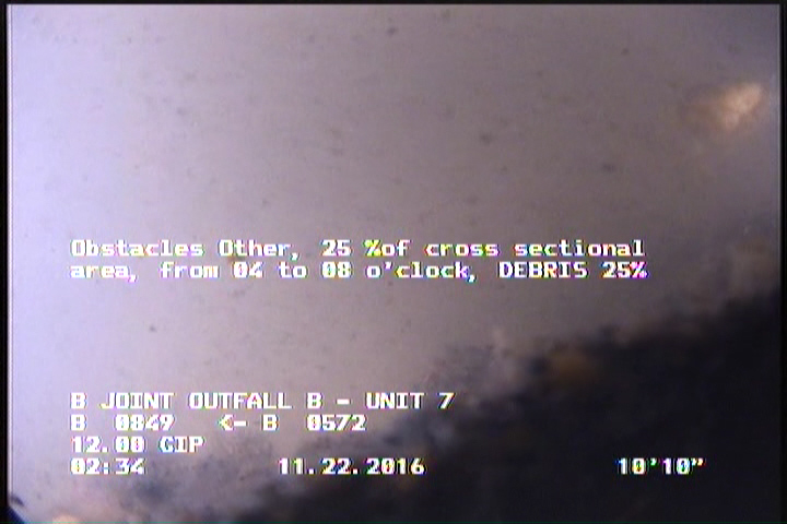 Obstacles Other, 25 %of cross sectional area, from 04 to 08 o'clock - DEBRIS 25%
