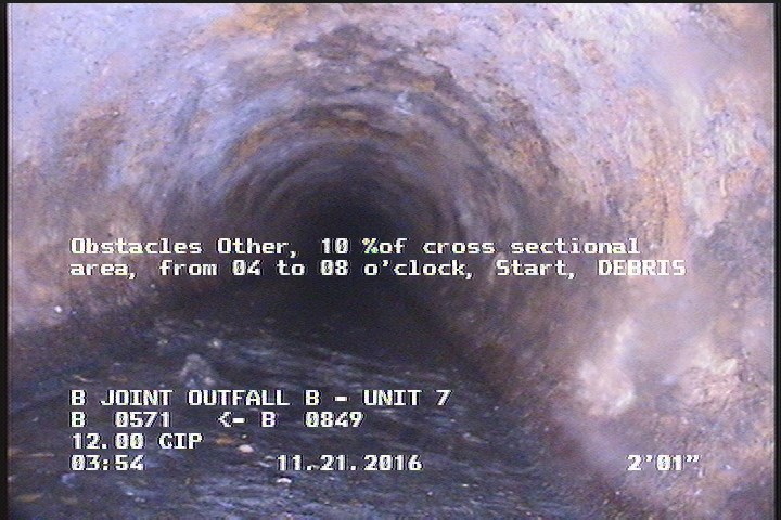 Obstacles Other, 10 %of cross sectional area, from 04 to 08 o'clock, Start - DEBRIS