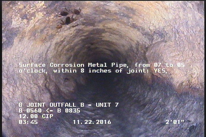 Surface Corrosion Metal Pipe, from 07 to 05 o'clock, within 8 inches of joint: YES, Start