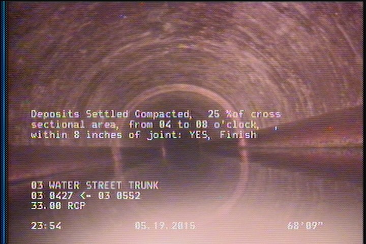 Deposits Settled Compacted, 25 %of cross sectional area, from 04 to 08 o'clock, , within 8 inches of joint: YES, Finish