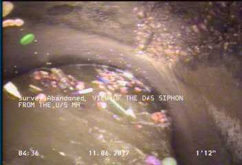 Survey Abandoned - VIEW OF THE D/S SIPHON FROM THE U/S MH