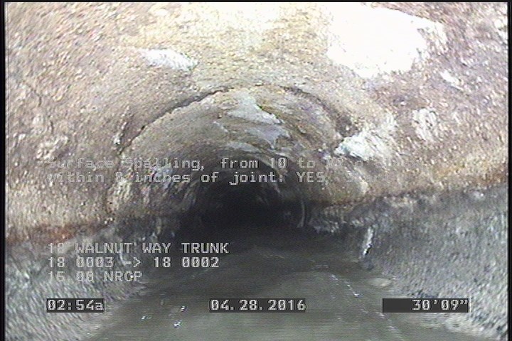 Surface Spalling, from 10 to 02 o'clock, within 8 inches of joint: YES, Start
