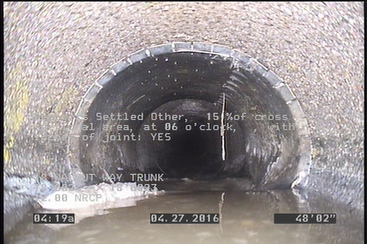 Deposits Settled Other, 15 %of cross sectional area, at 06 o'clock, , within 8 inches of joint: YES