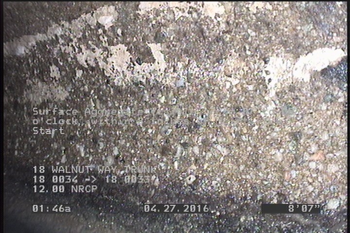 Surface Aggregate Visible, from 07 to 05 o'clock, within 8 inches of joint: YES, Start
