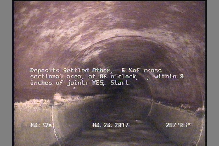 Deposits Settled Other, 5 %of cross sectional area, at 06 o'clock, , within 8 inches of joint: YES, Start