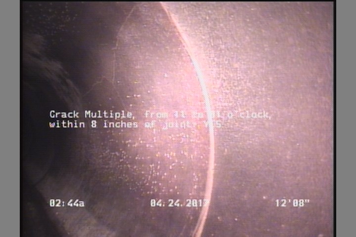 Crack Multiple, from 11 to 01 o'clock, within 8 inches of joint: YES