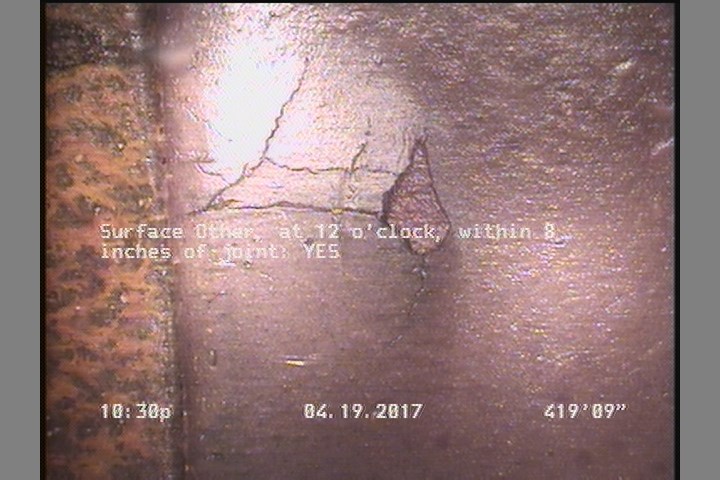 Surface Other, at 12 o'clock, within 8 inches of joint: YES
