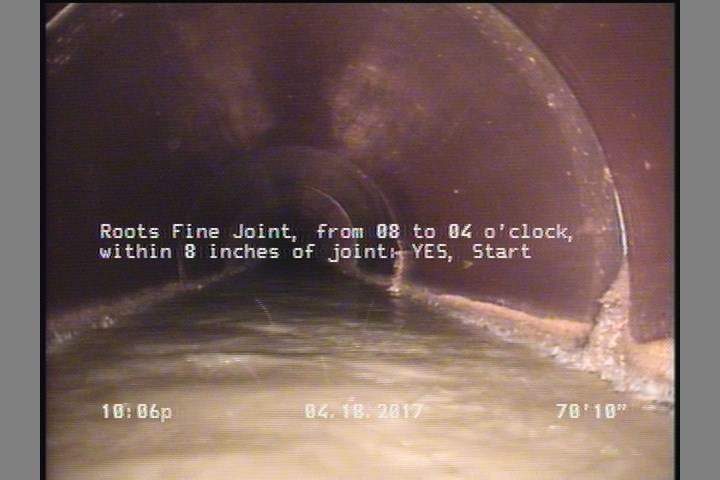 Roots Fine Joint, from 08 to 04 o'clock, within 8 inches of joint: YES, Start