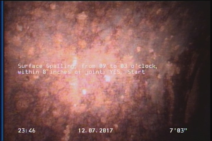 Surface Spalling, from 09 to 03 o'clock, within 8 inches of joint: YES, Start