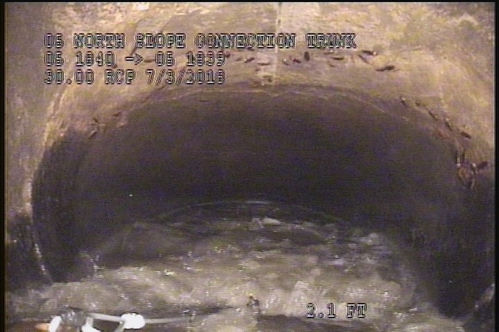 Upstream Manhole, Survey Begins - 9:21 AM