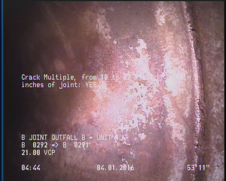 Crack Multiple, from 10 to 02 o'clock, within 8 inches of joint: YES