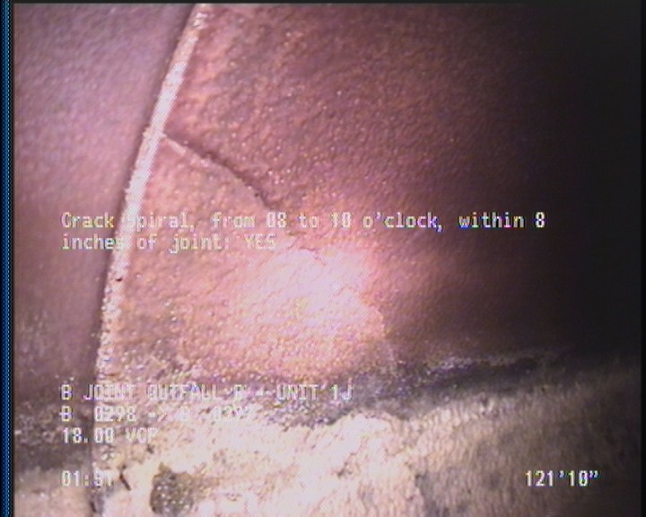 Crack Spiral, from 08 to 10 o'clock, within 8 inches of joint: YES