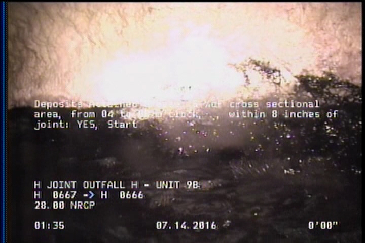 Deposits Attached Grease, 5 %of cross sectional area, from 04 to 08 o'clock, , within 8 inches of joint: YES, Start