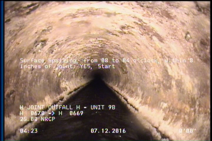 Surface Spalling, from 08 to 04 o'clock, within 8 inches of joint: YES, Start