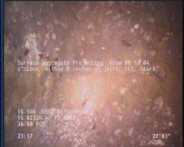 Surface Aggregate Projecting, from 08 to 04 o'clock, within 8 inches of joint: YES, Start