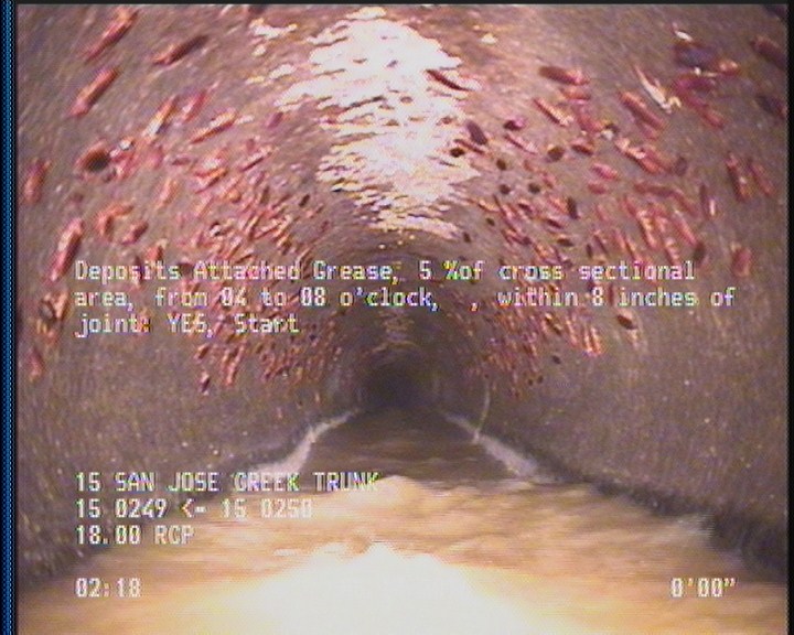 Deposits Attached Grease, 5 %of cross sectional area, from 04 to 08 o'clock, , within 8 inches of joint: YES, Start