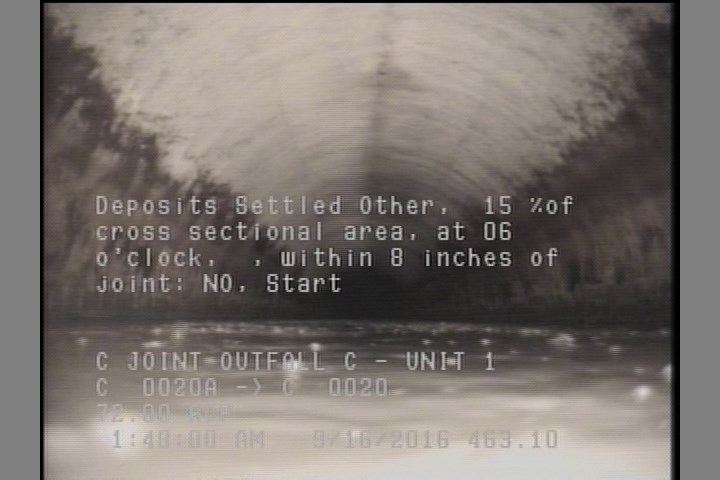 Deposits Settled Other, 15 %of cross sectional area, at 06 o'clock, , within 8 inches of joint: NO, Start