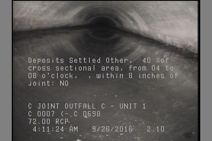 Deposits Settled Other, 40 %of cross sectional area, from 04 to 08 o'clock, , within 8 inches of joint: NO