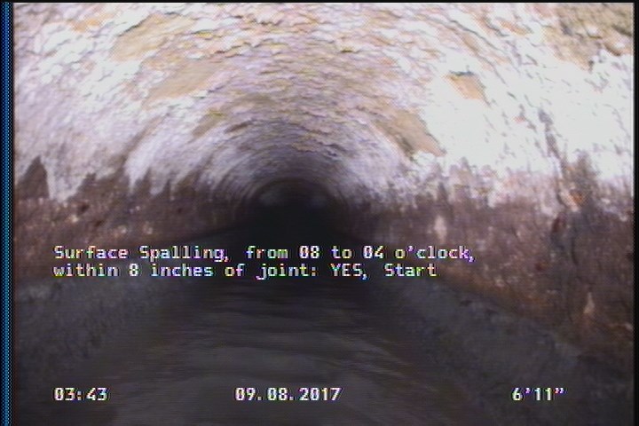 Surface Spalling, from 08 to 04 o'clock, within 8 inches of joint: YES, Start