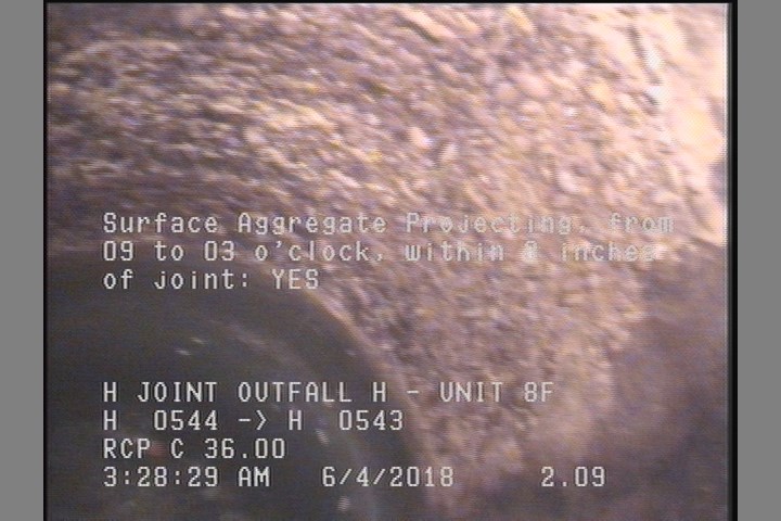 Surface Aggregate Projecting, from 09 to 03 o'clock, within 8 inches of joint: YES