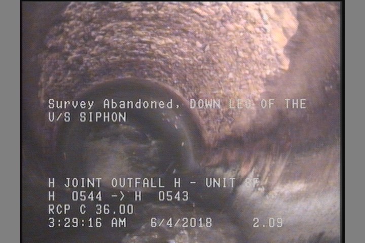 Survey Abandoned - DOWN LEG OF THE U/S SIPHON
