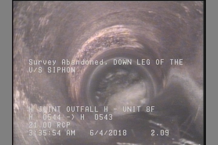 Survey Abandoned - DOWN LEG OF THE U/S SIPHON