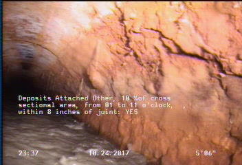 Deposits Attached Other, 10 %of cross sectional area, from 01 to 11 o'clock, , within 8 inches of joint: YES, Start