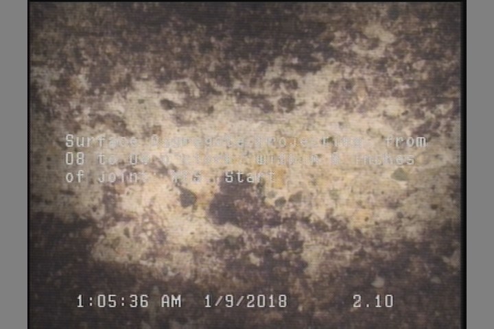 Surface Aggregate Projecting, from 08 to 04 o'clock, within 8 inches of joint: YES, Start