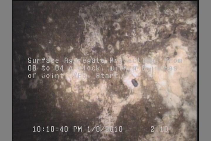 Surface Aggregate Projecting, from 08 to 04 o'clock, within 8 inches of joint: YES, Start