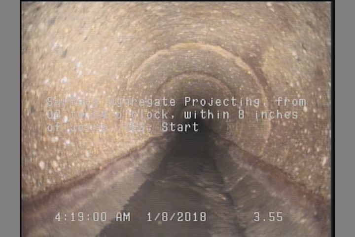 Surface Aggregate Projecting, from 08 to 04 o'clock, within 8 inches of joint: YES, Start