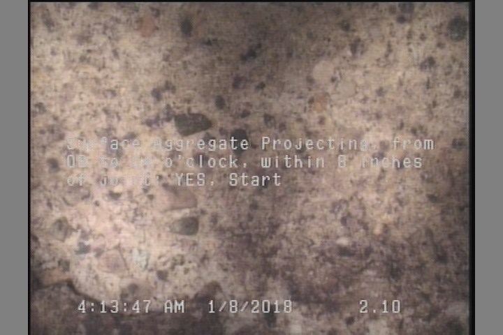 Surface Aggregate Projecting, from 08 to 04 o'clock, within 8 inches of joint: YES, Start