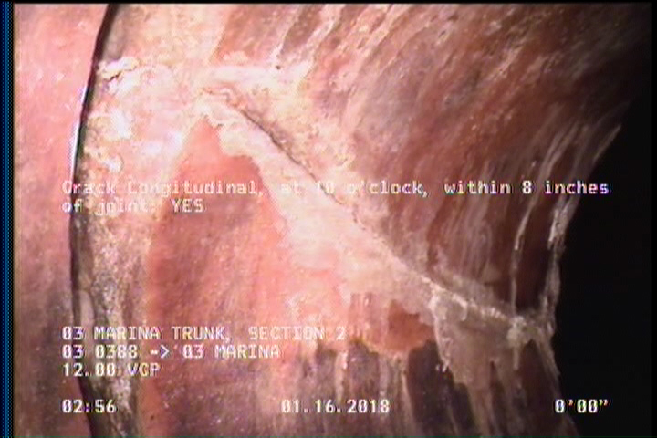 Crack Longitudinal, at 10 o'clock, within 8 inches of joint: YES